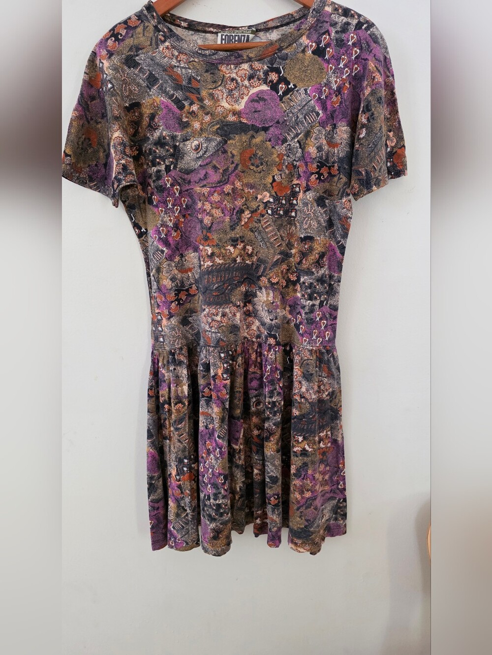 Vintage Forenza Drop‎ Waist Dress Floral Puple